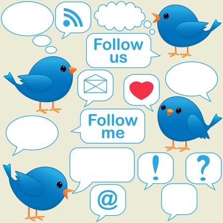 Cartoon blue bird talkingのイラスト素材