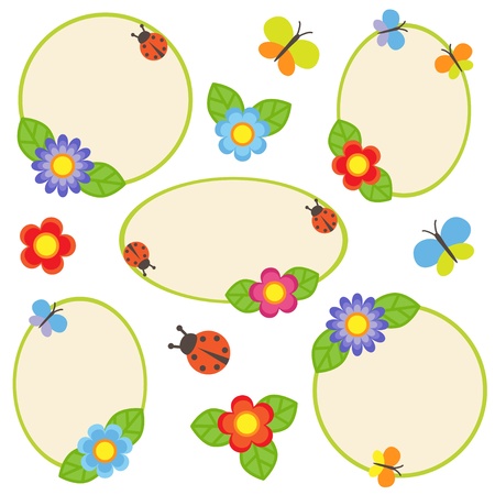 Frames with flowers and butterfliesのイラスト素材