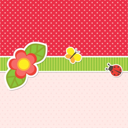 Frame with flower, butterfly and ladybugのイラスト素材
