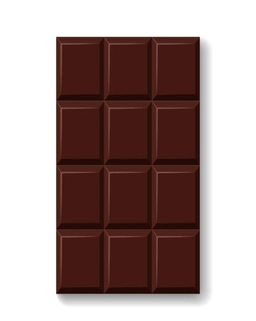 Dark chocolate bar unwrapped. Square pieces of black chocolate. Cocoa organic product vector illustrationのイラスト素材