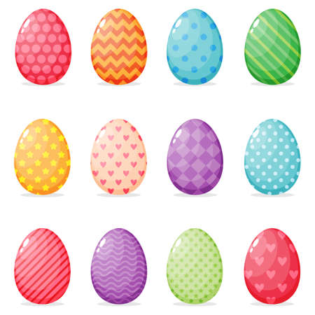Set of painted easter eggs vector illustration.のイラスト素材
