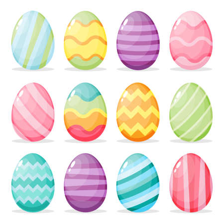 Set of painted easter eggs vector illustration.のイラスト素材