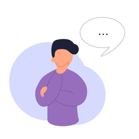 Thinking man. No face. A man in a flat style is meditating. Vectral illustrationのイラスト素材