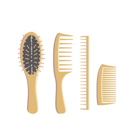 Set of wooden combs. Vector. EPS 8のイラスト素材