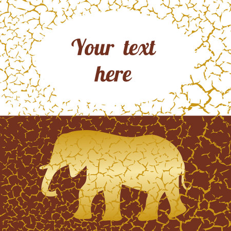 Beautiful card with golden elephantのイラスト素材
