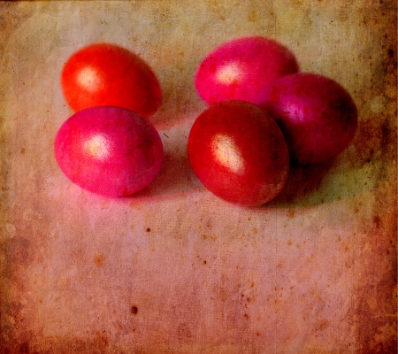 Easter card, Easter eggs, Retro spring backgroundの写真素材