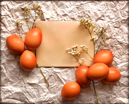 Easter card, Easter eggs, Retro spring backgroundの写真素材