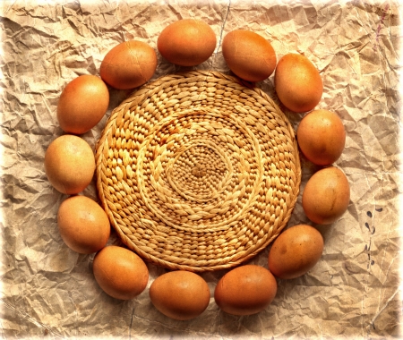 Easter card, Easter eggs, Retro spring backgroundの写真素材