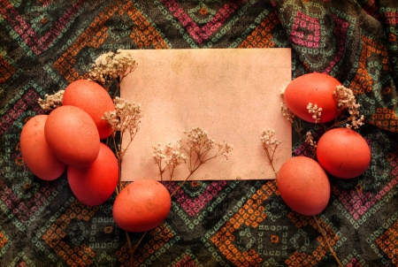 Easter card, Easter eggs, Retro spring backgroundの写真素材