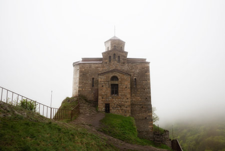 Shoana Church 10th century Christian cathedral in dense fog