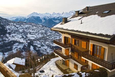 House in the mountains, the Swiss Alpsのeditorial素材