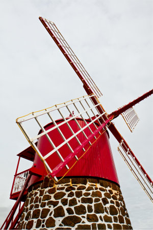 The traditional windmill of Azoresの写真素材