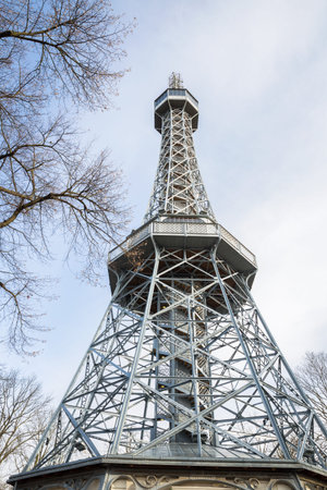Lookout Tower on Petrin hill in Prague resembles the Eiffel Tower