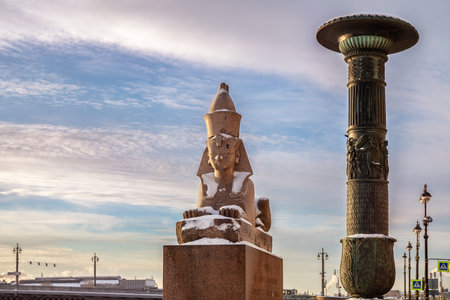 Ancient Egyptian Sphinx on the University embankment in St. Petersburg, Russiaの写真素材