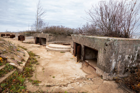 Abandoned coastal battery of Fort Rif. Kotlin Island, Kronstadtの写真素材