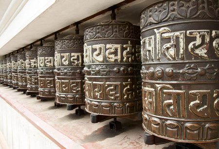 Prayer wheels in Swayambhunath, Nepal.