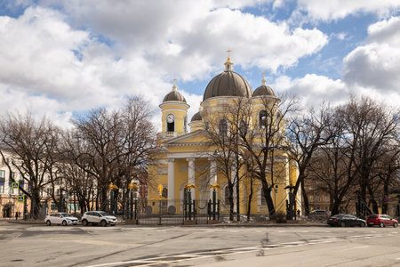 Spaso-Preobrazhensky (Transfiguration) Cathedral (1829) with a fence of captured cannons, St. Petersburg, Russiaの写真素材