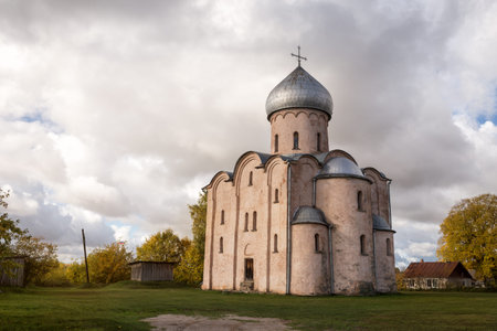 Saviour Church on Nereditsa Hill near Novgorod, Russiaの写真素材