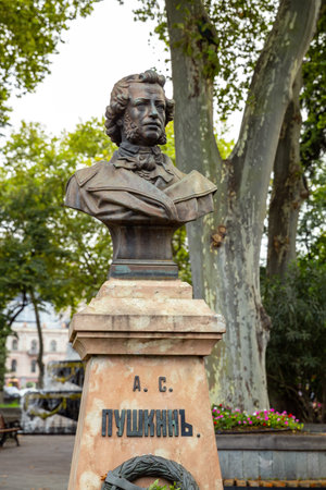 Monument to Russian poet Alexander Pushkin in Tbilisi, created in 1892の写真素材