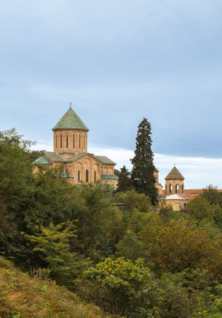 Ancient Gelati Monastery on a hill near Kutaisi in Georgiaの写真素材