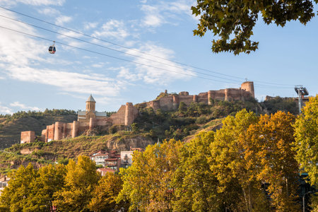 View of Narikala fortress on sunny autumn day. Tbilisi, Georgia