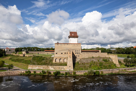 Hermann Castle or Narva Fortress on a sunny summer day. Estoniaの写真素材