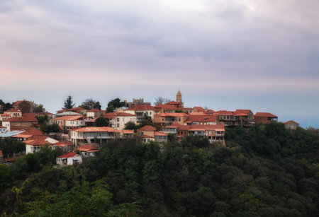 Picturesque view of the town of Sighnaghi, Kakheti, Georgiaの写真素材
