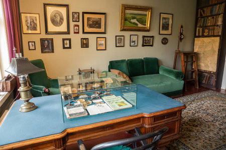 Melikhovo, Moscow Region, Russia - October 13, 2024: A. P. Chekhov State Literary and Memorial Museum-Reserve. Interior of the writer's officeのeditorial素材