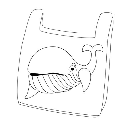 Stop ocean plastic pollution vector coloringbook. Word Whale Day, World Ocean Day, Earth Day.のイラスト素材