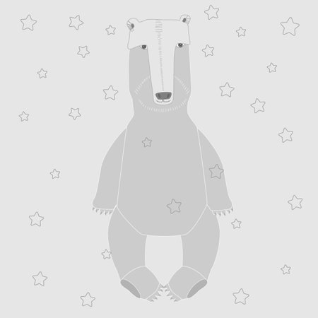 Funny monochrome Bear Boyのイラスト素材