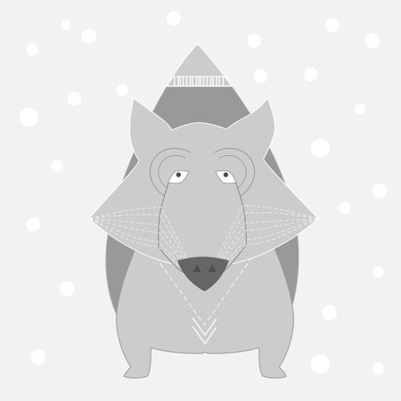 Funny monochrome Foxのイラスト素材