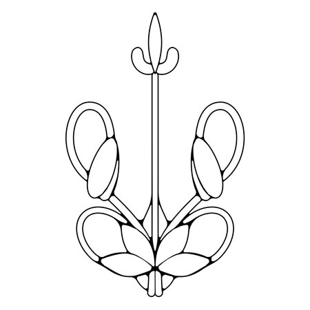 Ukrainian stylized  trident, Ukrainian symbols. Vector illustration. Line artのイラスト素材