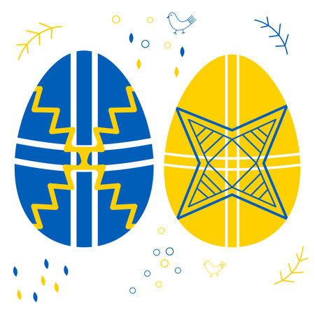 Ukrainian Easter Eggs. Blue and yellow - are colors of the Ukrainian flagのイラスト素材