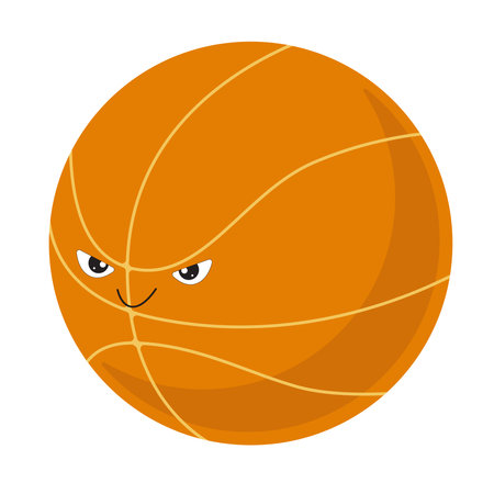 Basketball Ball. Cute ball with funny face. Cute School Supplies. Vector, kawaiiのイラスト素材
