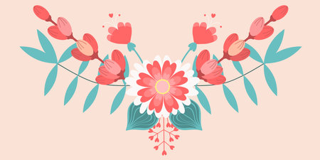 Floral Border. Flower divider. design element for invitations, greeting cards, posters, blogs. Delicate flowers and leaves.のイラスト素材