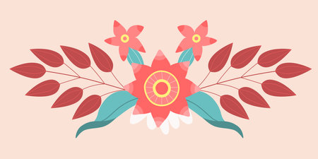 Floral Border. Flower divider. design element for invitations, greeting cards, posters, blogs. Delicate flowers and leaves.のイラスト素材