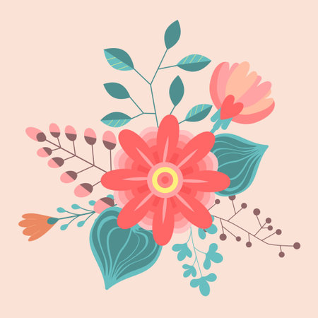 Floral Bouquets. Flower Bouquets. Design element for invitations, greeting cards, posters, blogs. Delicate flowers and leaves.のイラスト素材