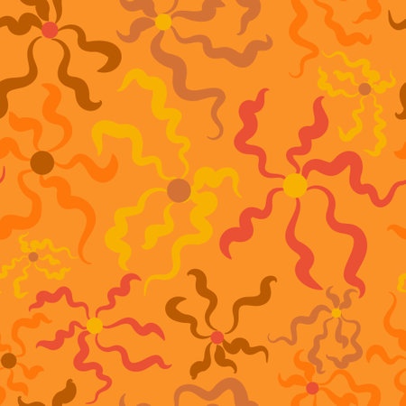 60s groovy retro background. 70s Seamless psychedelic pattern. Vector.のイラスト素材