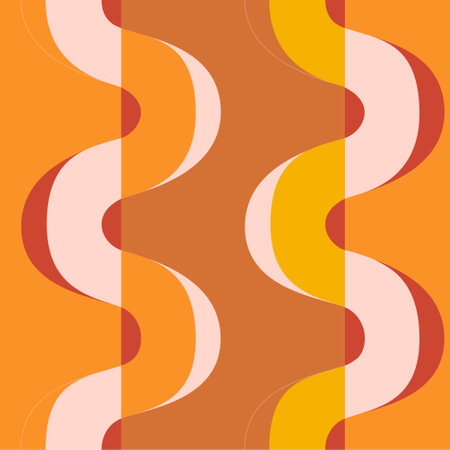 60s geometry retro background. 70s Seamless waves pattern. Vector.のイラスト素材