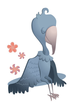 The Shoebill Storks vector illustration. Vector cartoon cute unique animal. The bird Isolated on white background.のイラスト素材