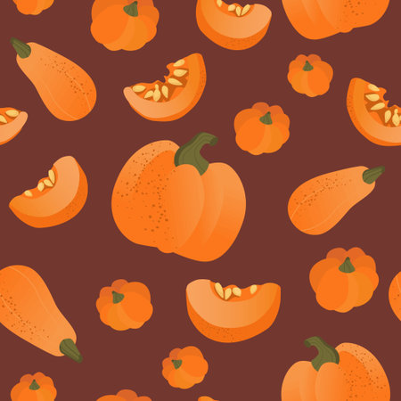 Seamless pattern with pumpkins. Vector graphics.のイラスト素材