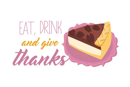 Happy Thanksgiving Lettering -  Eat, Drink and give thanksのイラスト素材