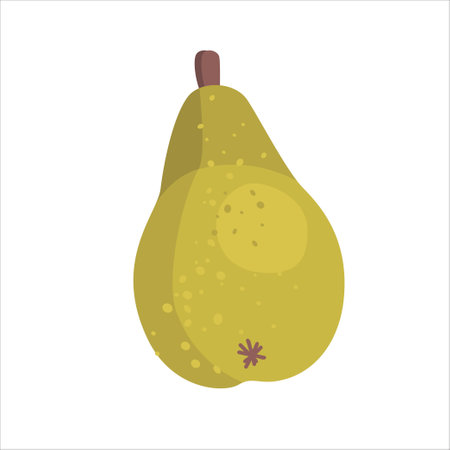 Green pear isolated on white background. Vector illustration. Cute green pearのイラスト素材