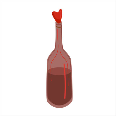 Bottle with red wine,. Vector doodle style design elements. Wine bottle options. Simple flat design.のイラスト素材