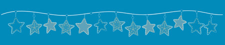 Christmas star garland banner. Christmas Denim Collectionのイラスト素材