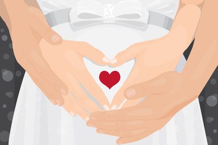 pregnant woman put her hands on her bellyのイラスト素材