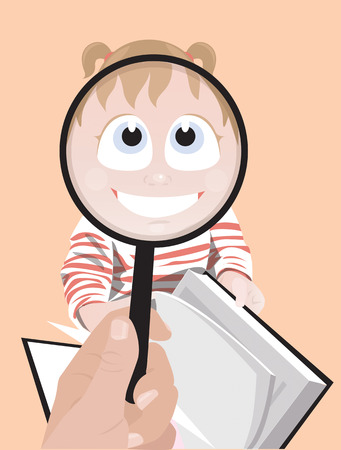 Girl with magnifying glassのイラスト素材