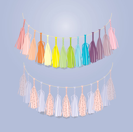 multicolored festive garland of tissue paperのイラスト素材