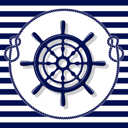 Blue helm and rope frame on lines background illustrationのイラスト素材