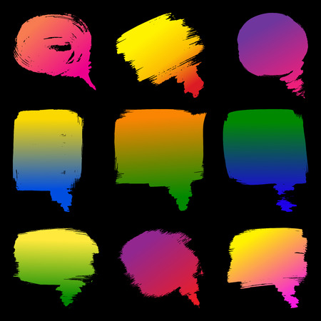 Set of colorful  grunge speech bubbles on white background vector illustration. Abstract speech bubblesのイラスト素材